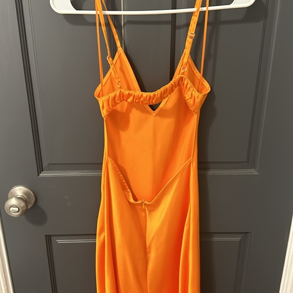 BRAND NEW orange satin midi dress - Picture 2 of 3